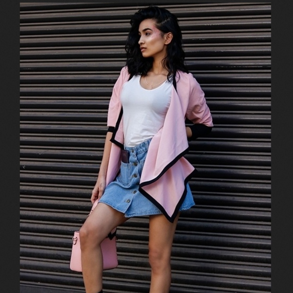 NEW pink and black waterfall blazer coat - Picture 1 of 6